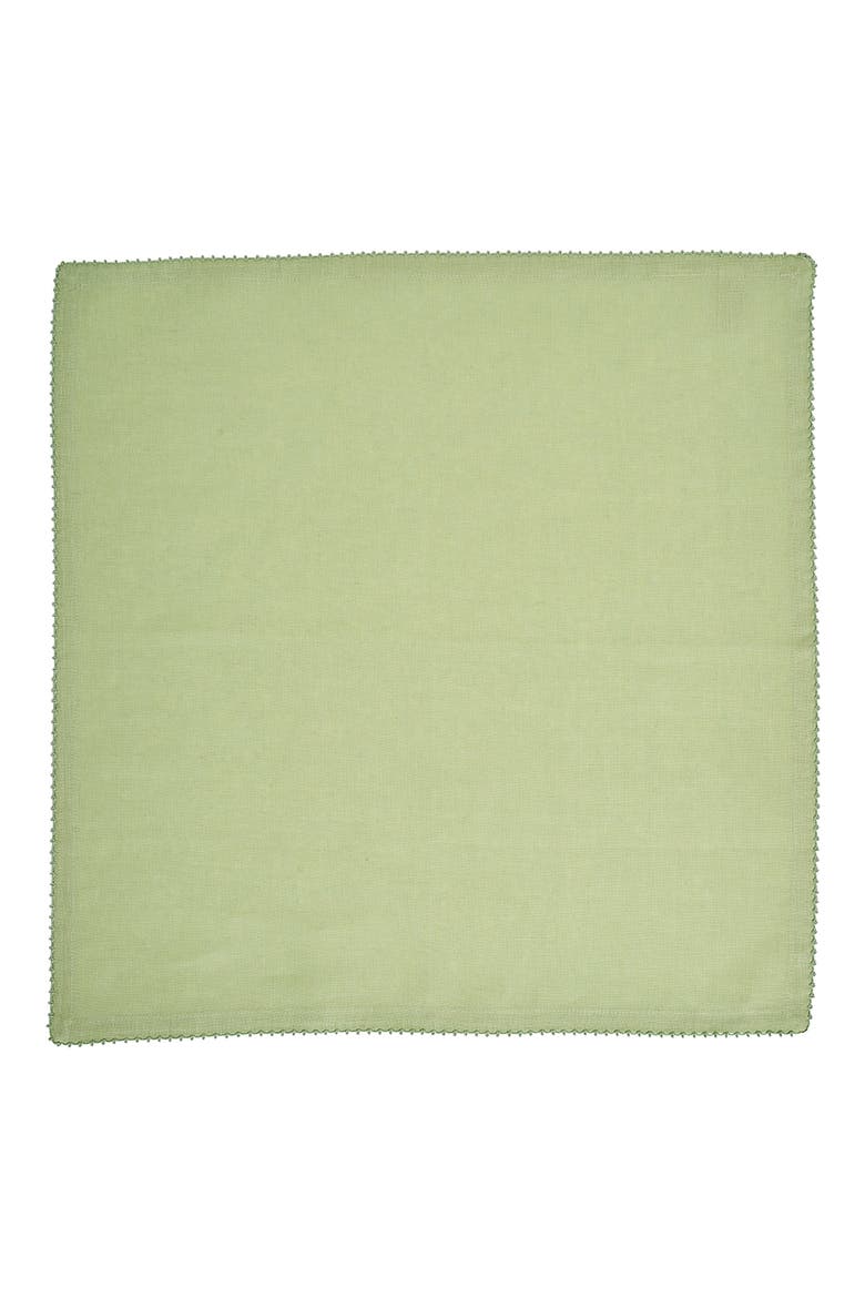 Set of 4 Berry Scallop Linen Napkins, Alternate, color, LIGHT GREEN