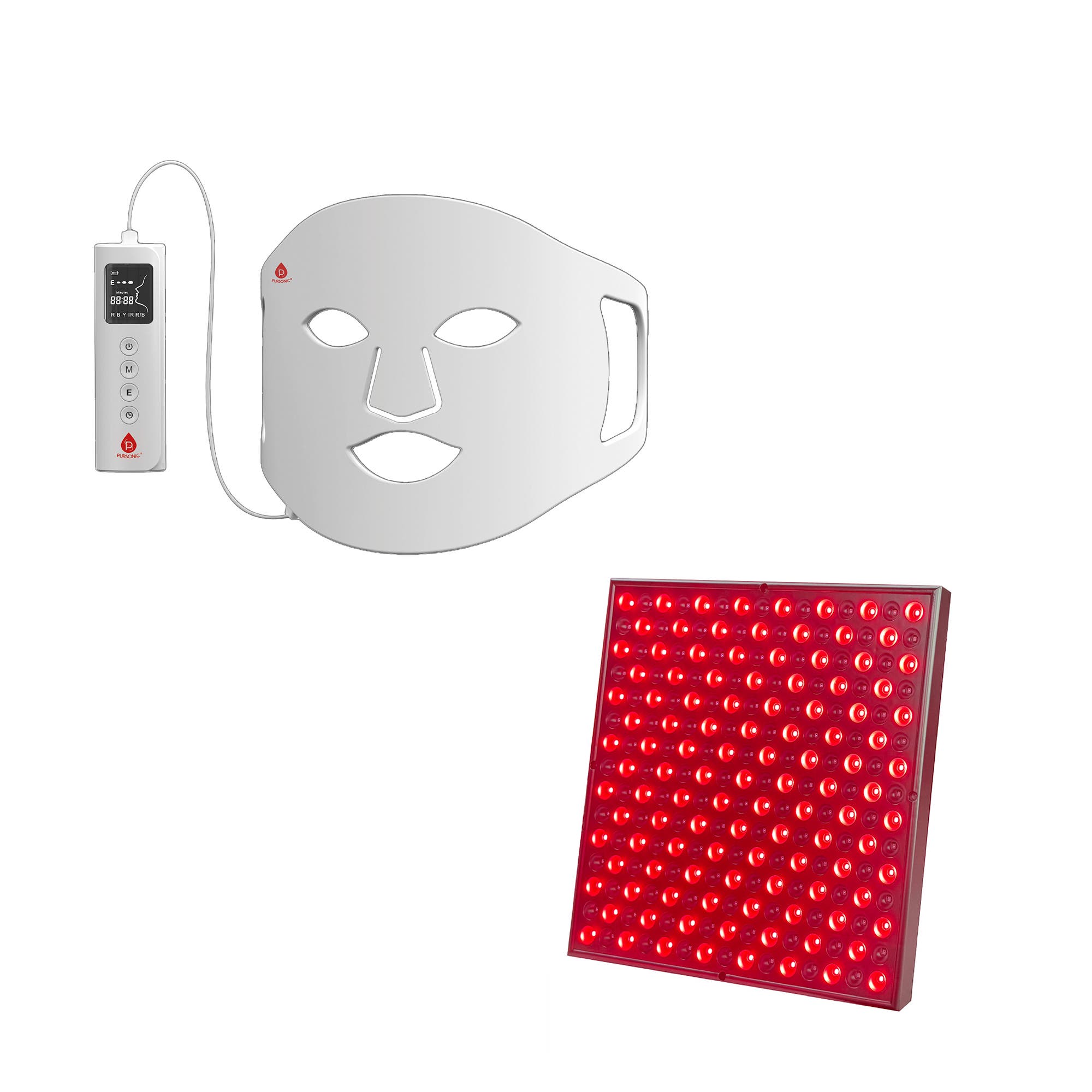 Pursonic 2-in-1 Red Light Therapy System Facial Led Mask & Full-body Panel In White