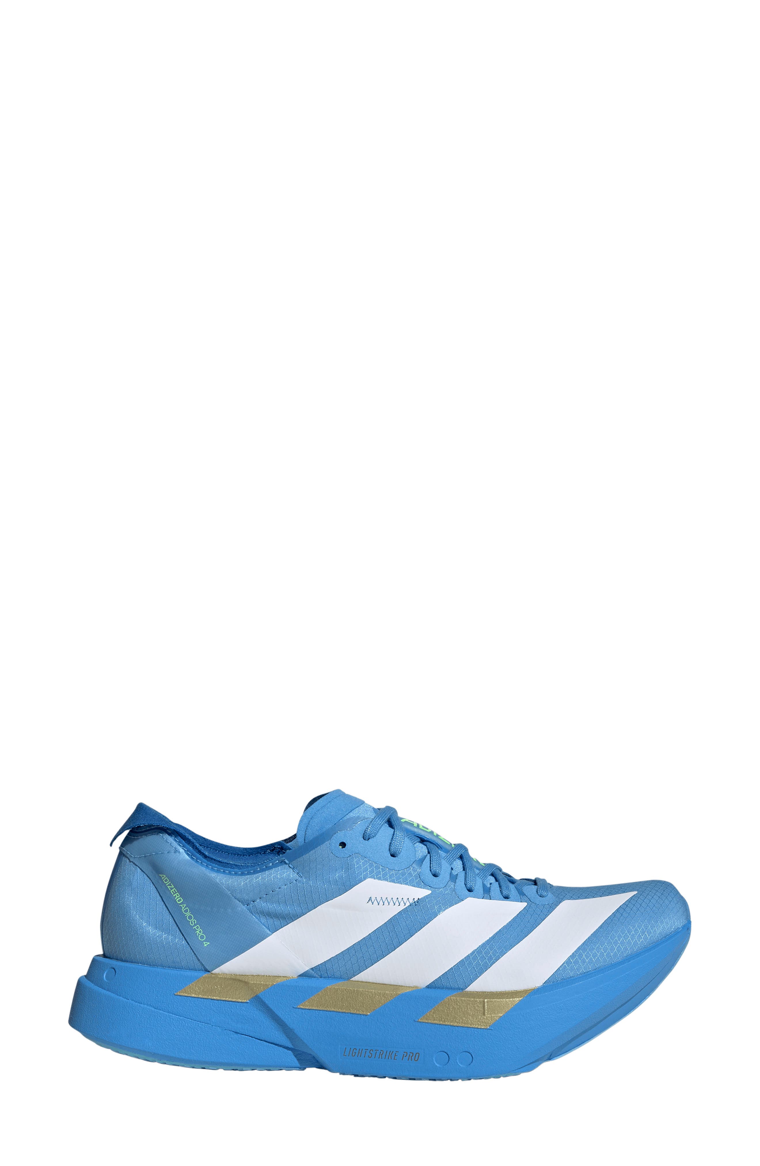 adidas Adizero Adios Pro 4 Racing Shoe, Alternate, color, White/ White/ Lime Burst