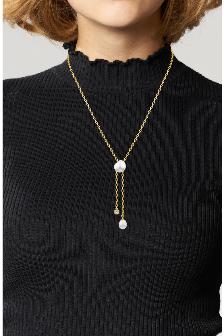 CZ 10.5-11mm Pearl Y-Necklace, Alternate, color, WHITE/ CLEAR/ GOLD