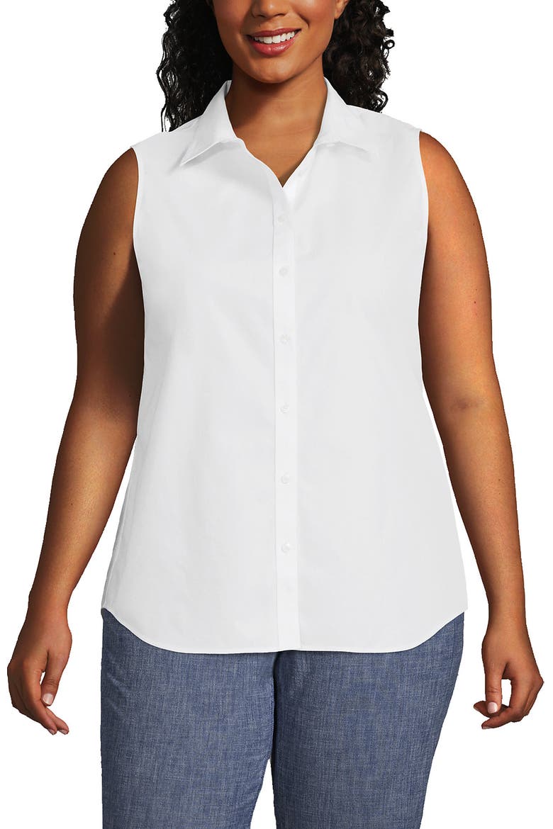 Plus Size No Iron Sleeveless Shirt, Main, color, White