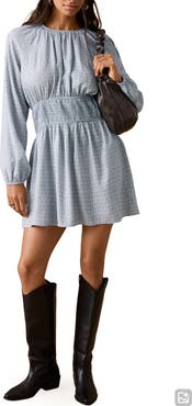 MANGO TEEN Metallic Cutout Long Sleeve Dress