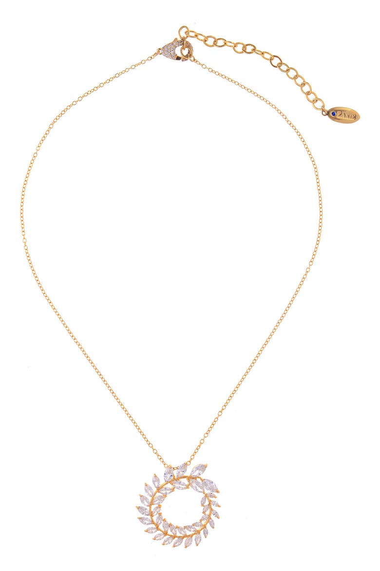 Cubic Zirconia Pendant Necklace, Main, color, GOLD