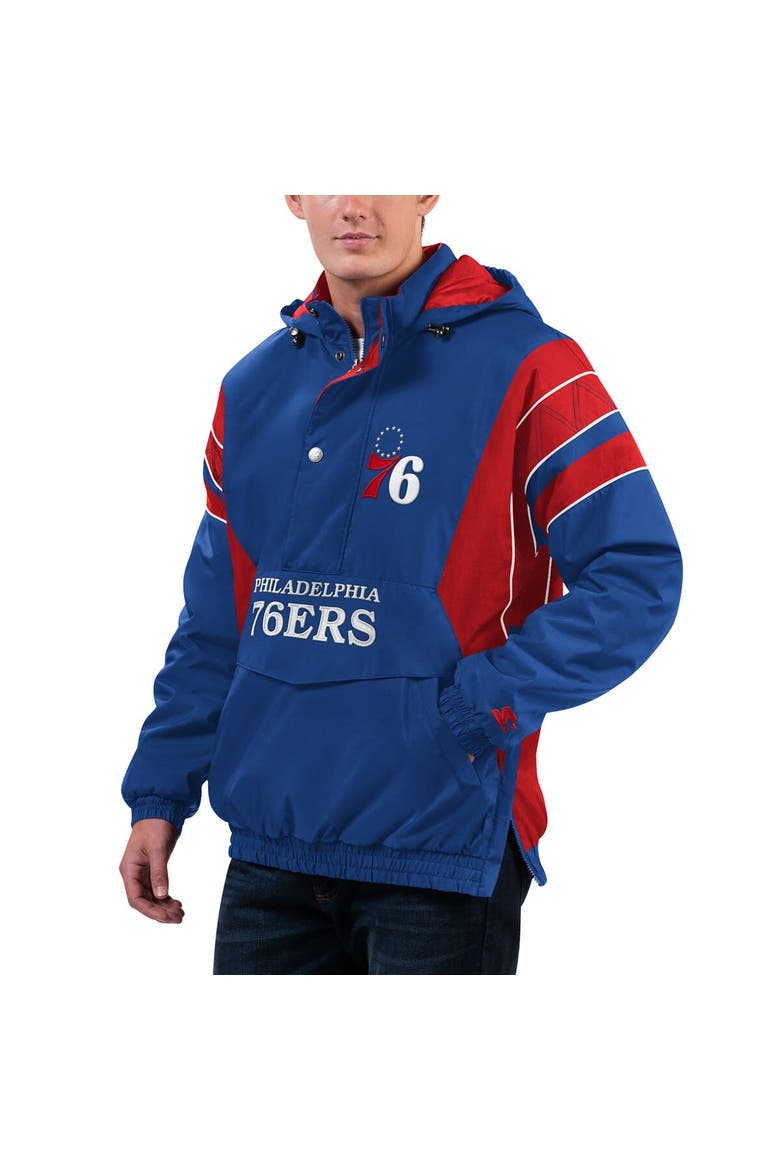 Men's Starter  Royal Philadelphia 76ers Home Team Hoodie Half-Zip Jacket, Main, color, Royal