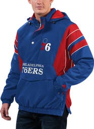 STARTER Men's Starter Royal Philadelphia 76ers Home Team Hoodie Half-Zip Jacket