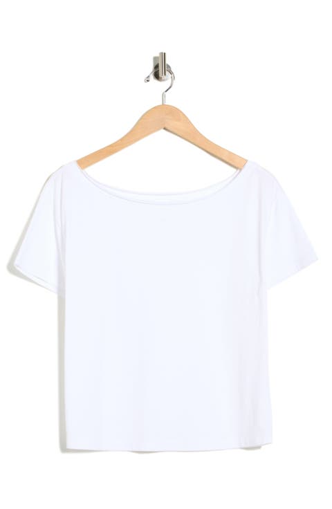 Slashed Neck Relaxed Short Sleeve T-Shirt