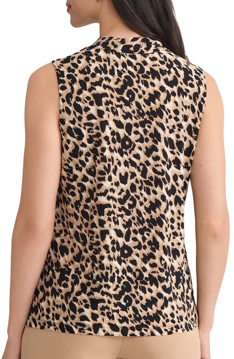 KASPER Leopard Print Knot Detail Sleeveless Knit Top, Alternate, color, Soft Sand Multi
