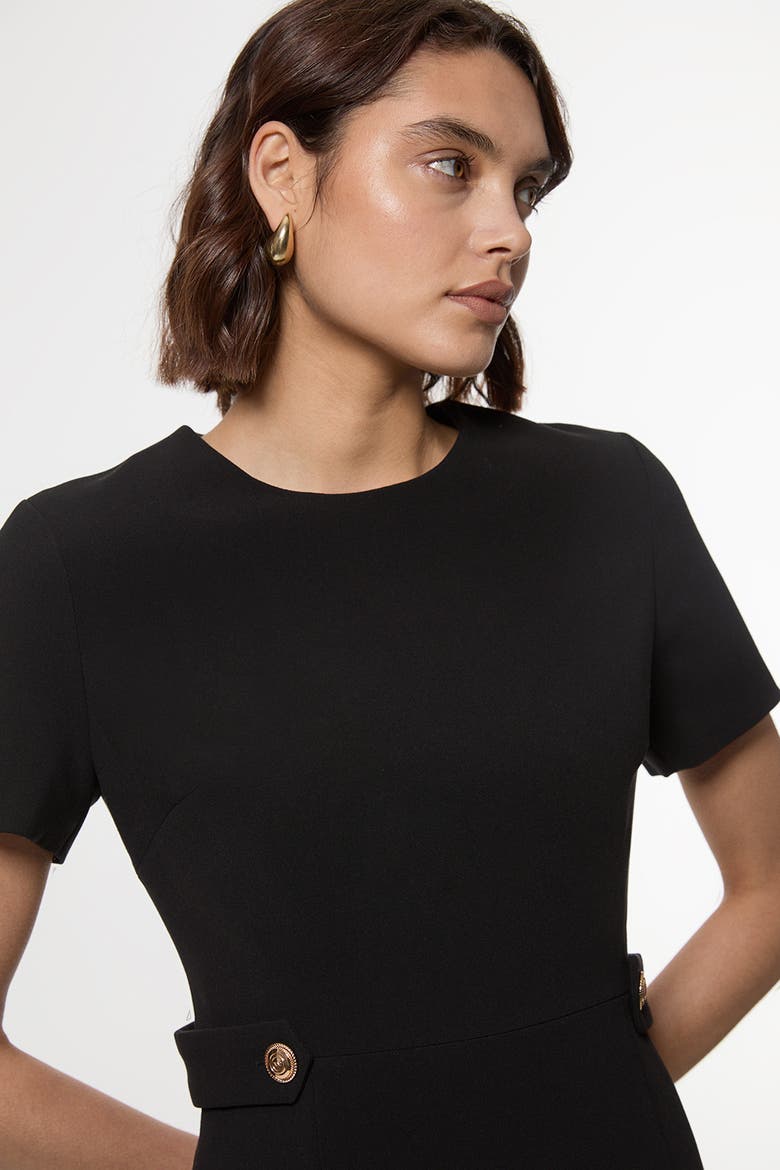 Tab Detail Tailored Mini Dress, Alternate, color, Black