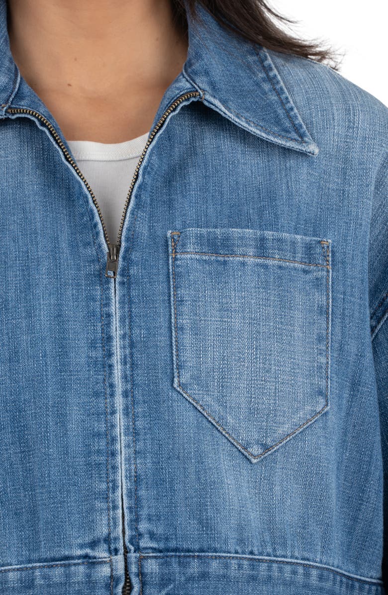 KUT from the Kloth Luna Oversize Crop Denim Jacket, Alternate, color, Medium Wash