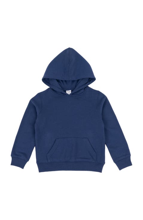 Kids Pullover Hoodie, Cotton Blend, Kangaroo Pocket, Solid Colors