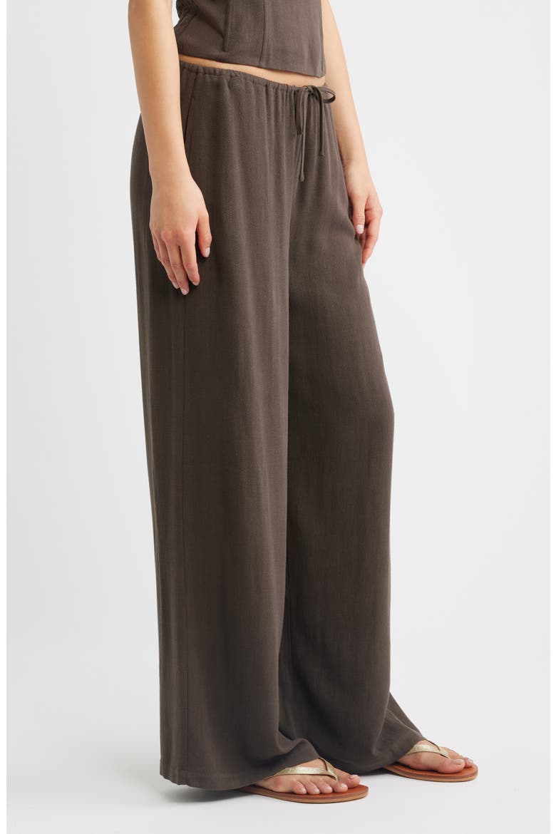 Milla Tie Waist Wide Leg Pants, Alternate, color, BROWN