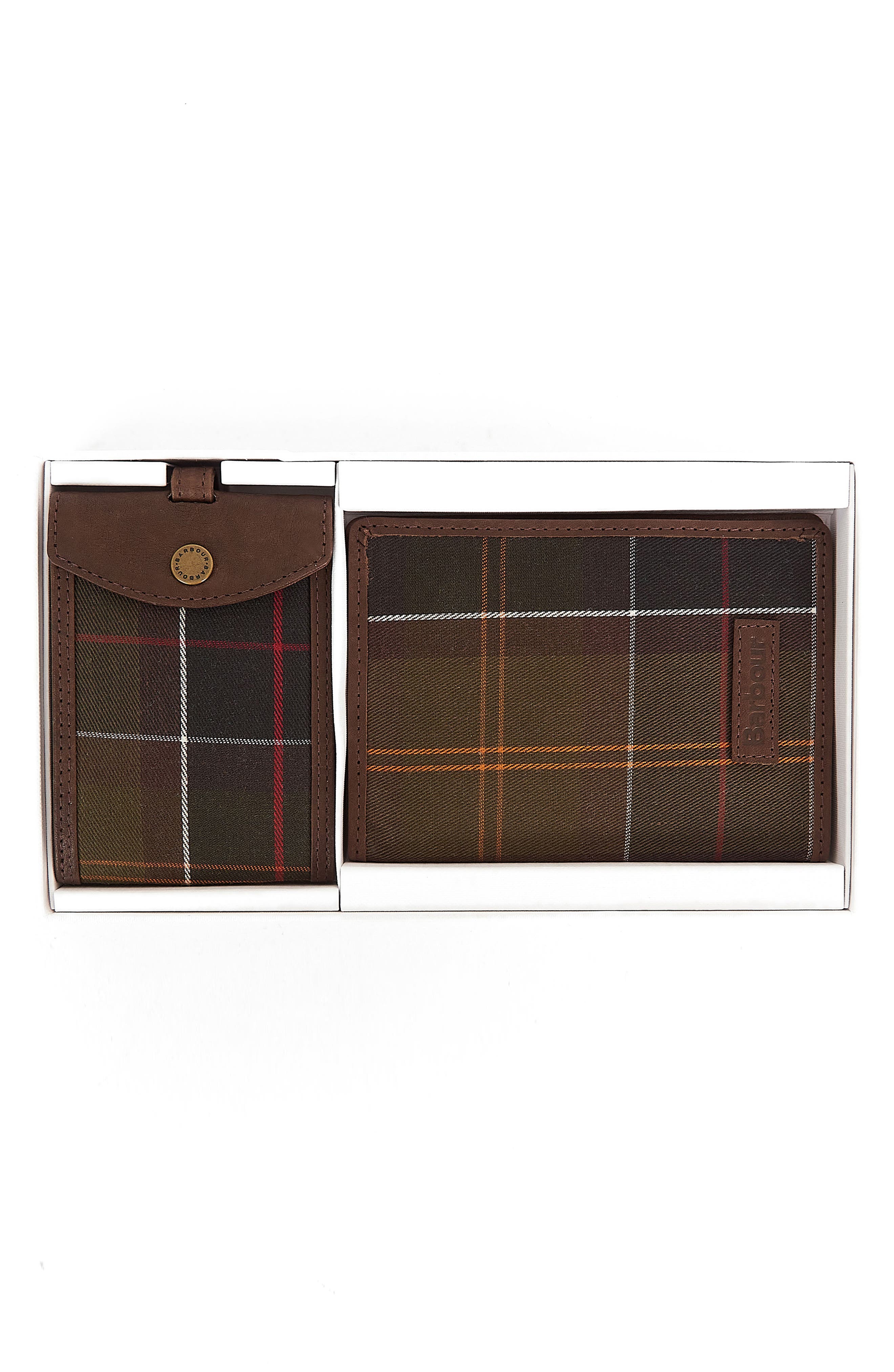 Barbour Tartan Passport Case & Luggage Tag, Alternate, color, 