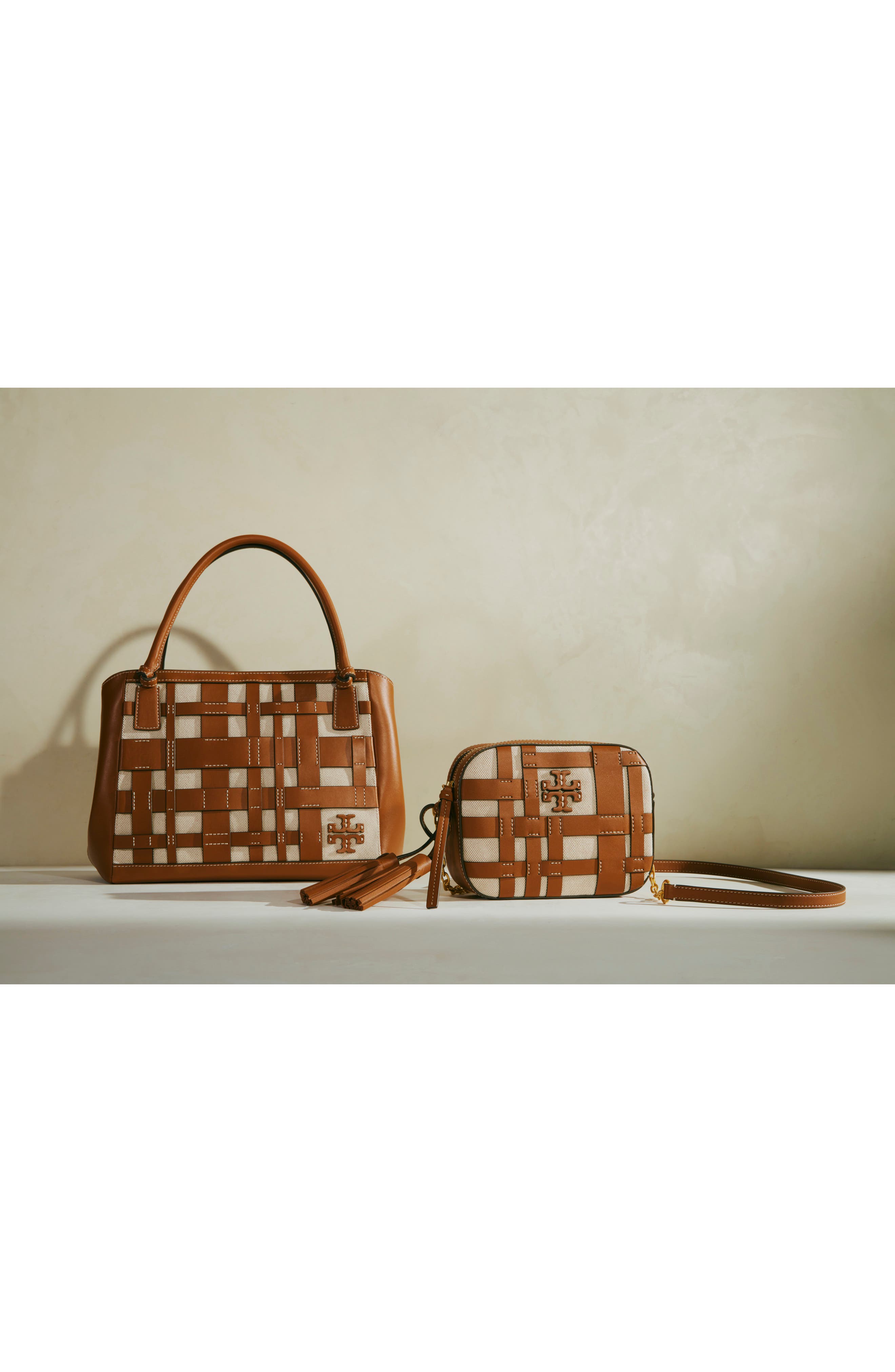 Tory Burch McGraw Canvas & Leather Woven Satchel, Alternate, color, 