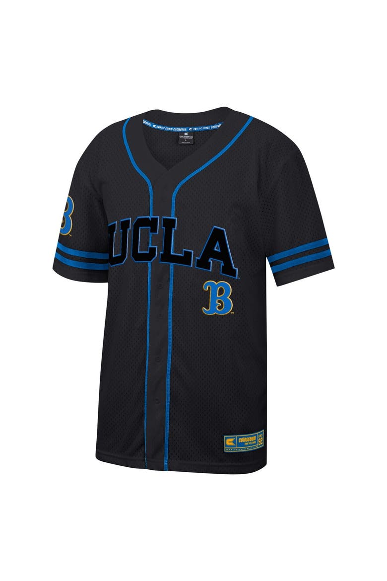 Men's Colosseum Black UCLA Bruins Free Spirited Mesh Button-Up Baseball Jersey, Alternate, color, Black