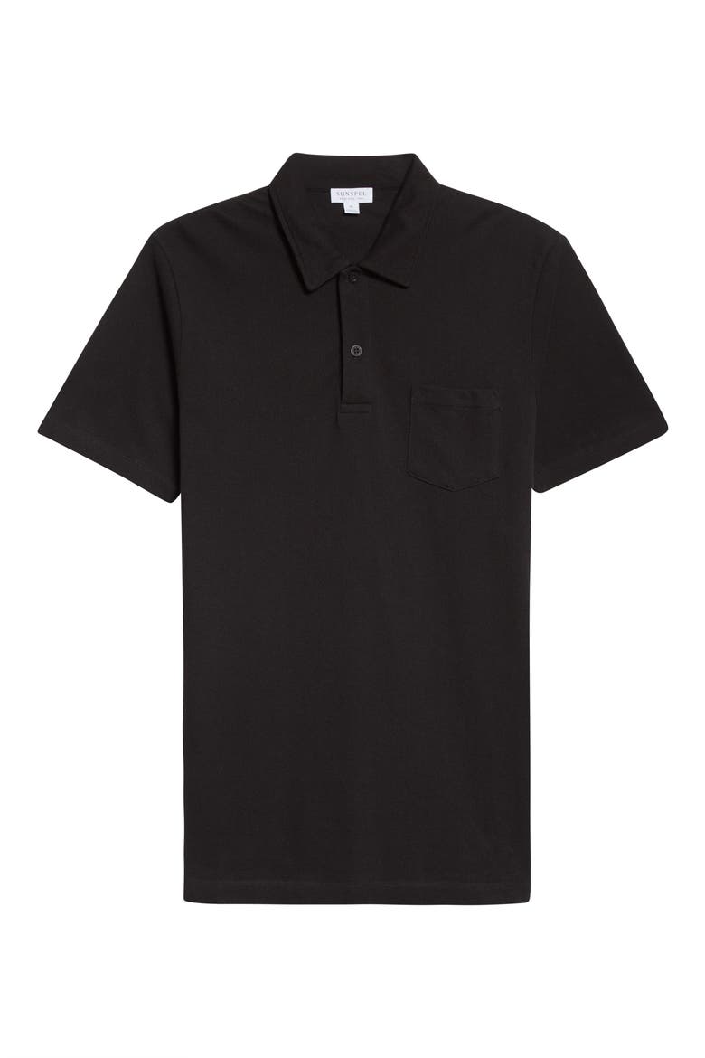 Men's Riviera Cotton Polo, Alternate, color, BLACK