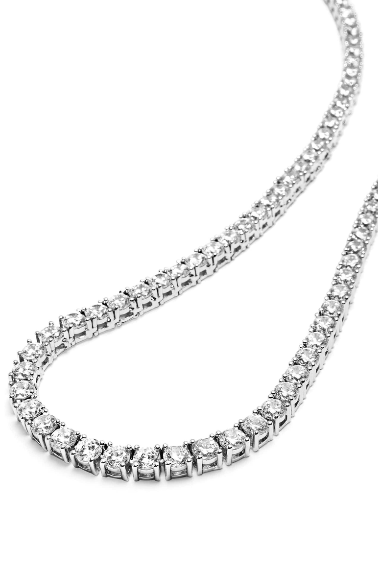 Tennis Choker Necklace, Main, color, Silver