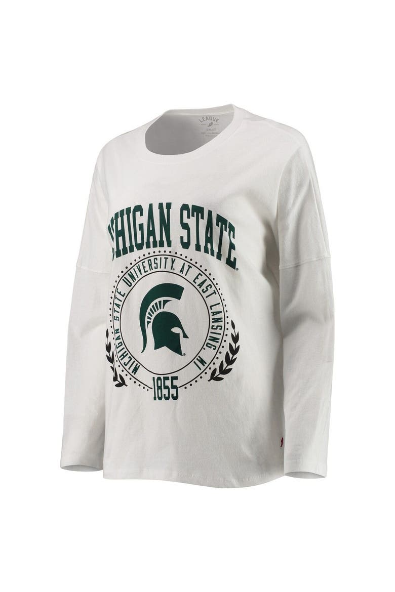Women's League Collegiate Wear White Michigan State Spartans Clothesline Oversized Long Sleeve T-Shirt, Alternate, color, White