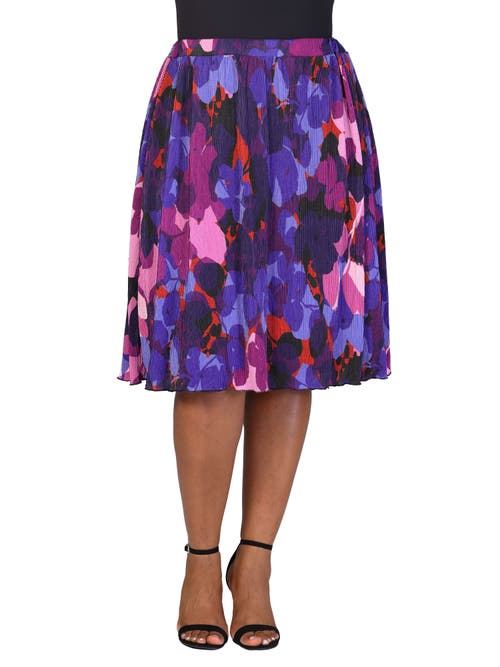 24seven Comfort Apparel Pleated Elastic Waistband Party Midi Skirt In Multi