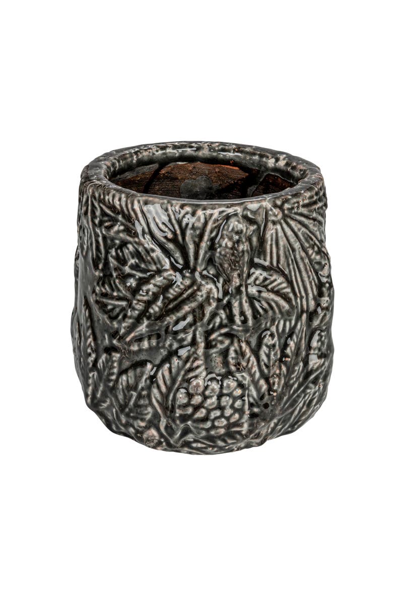 Storied Home Decorative Terra-cotta Planter with Embossed Pattern, Main, color, Grey