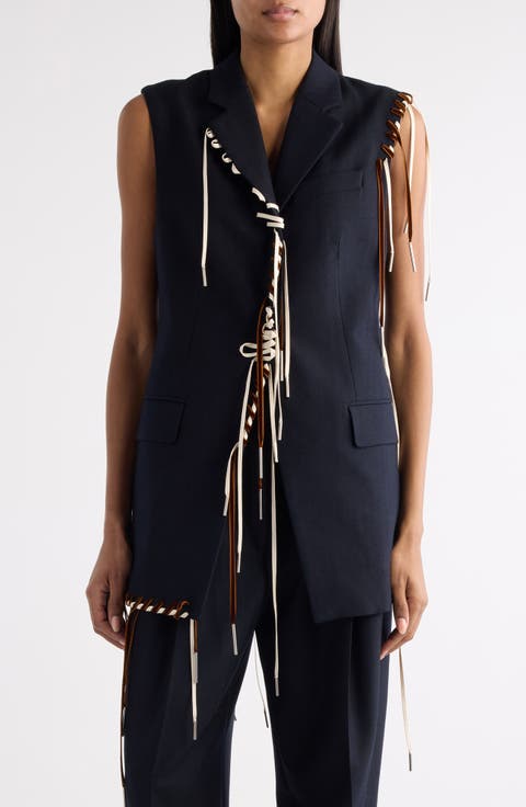 Bimbila Whipstitched Sleeveless Wool Blazer