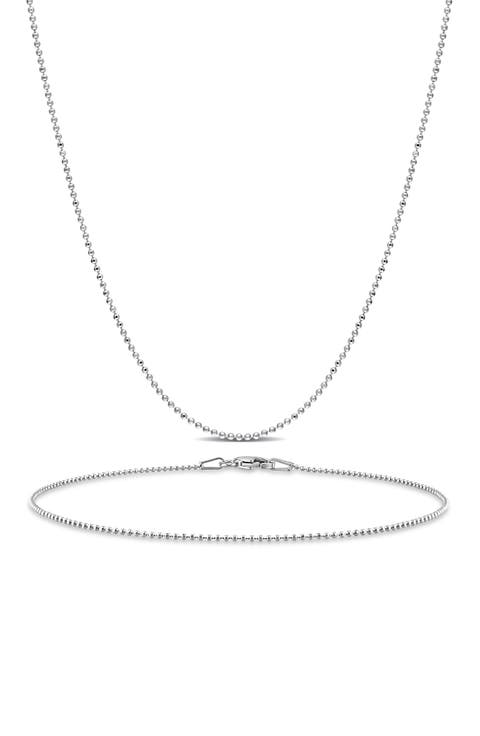Ball Chain Necklace & Anklet Set