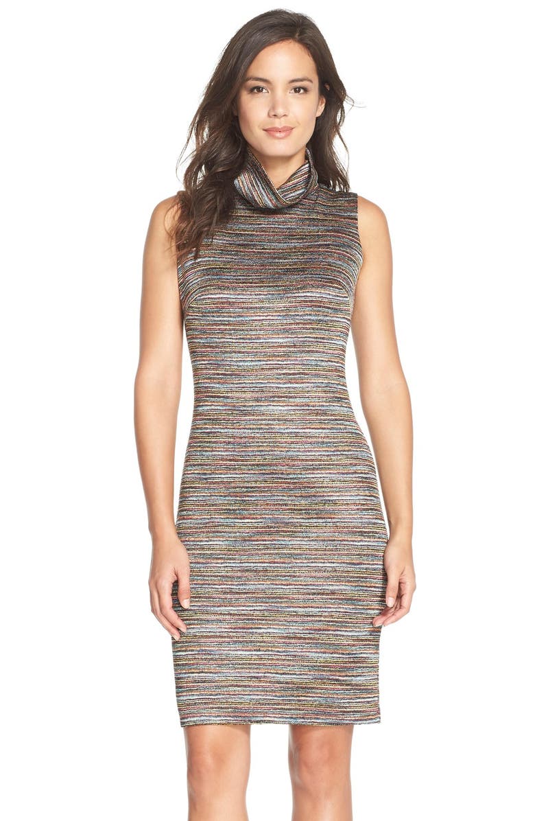 Chetta B Turtleneck Knit Sheath Dress, Main, color, 