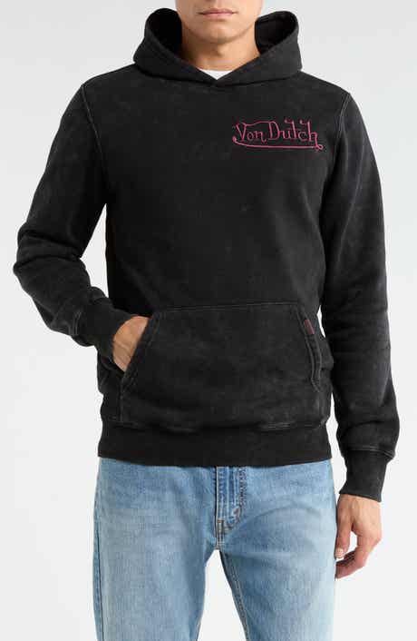 Von Dutch Logo Embroidered Fleece Pullover Hoodie