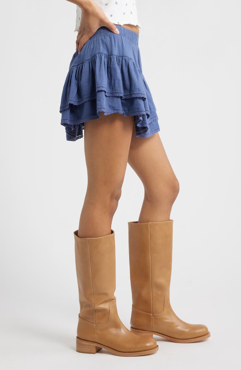 BP. Lace Trim Ruffle Skort, Alternate, color, Blue Indigo
