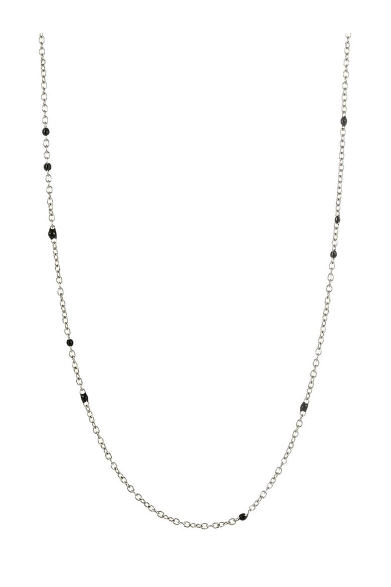 Dainty Black Onyx Beaded Link Necklace, Main, color, Silver