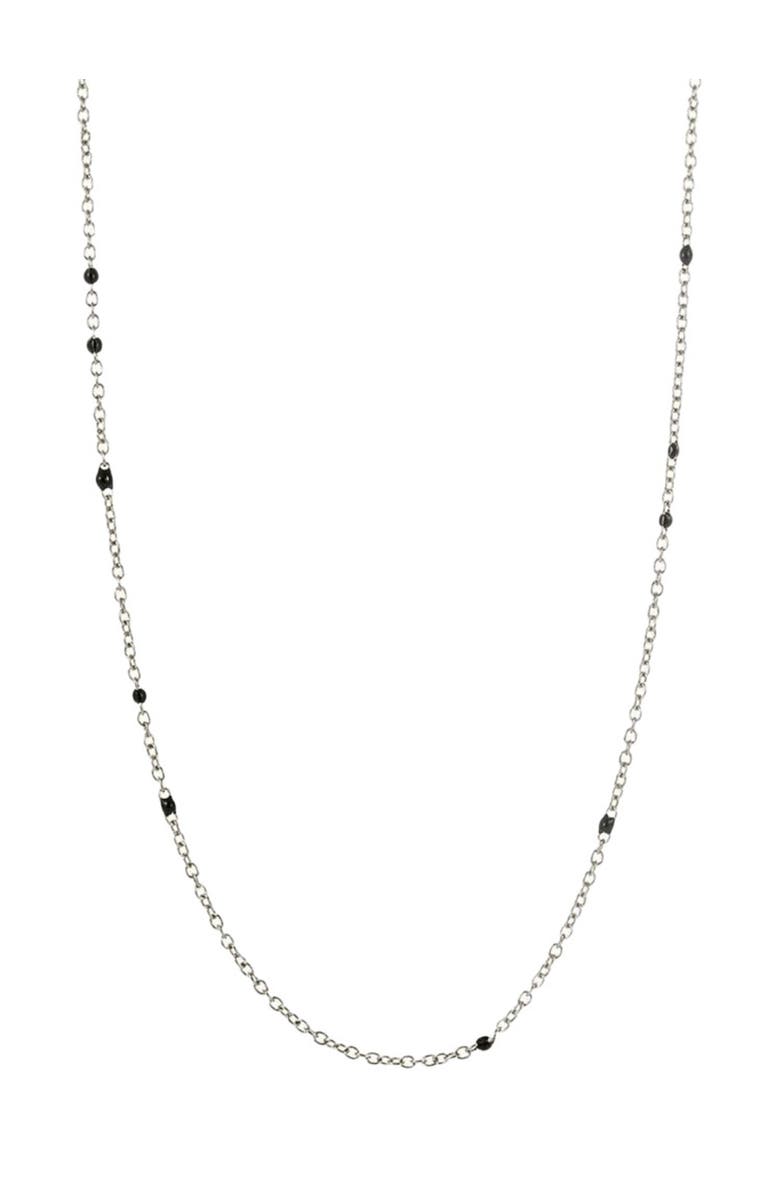 Hollywood Sensation Dainty Black Onyx Beaded Link Necklace, Main, color, Silver