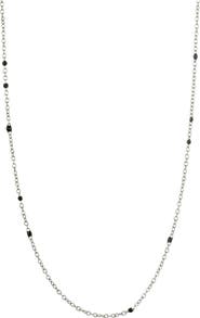 Hollywood Sensation Dainty Black Onyx Beaded Link Necklace