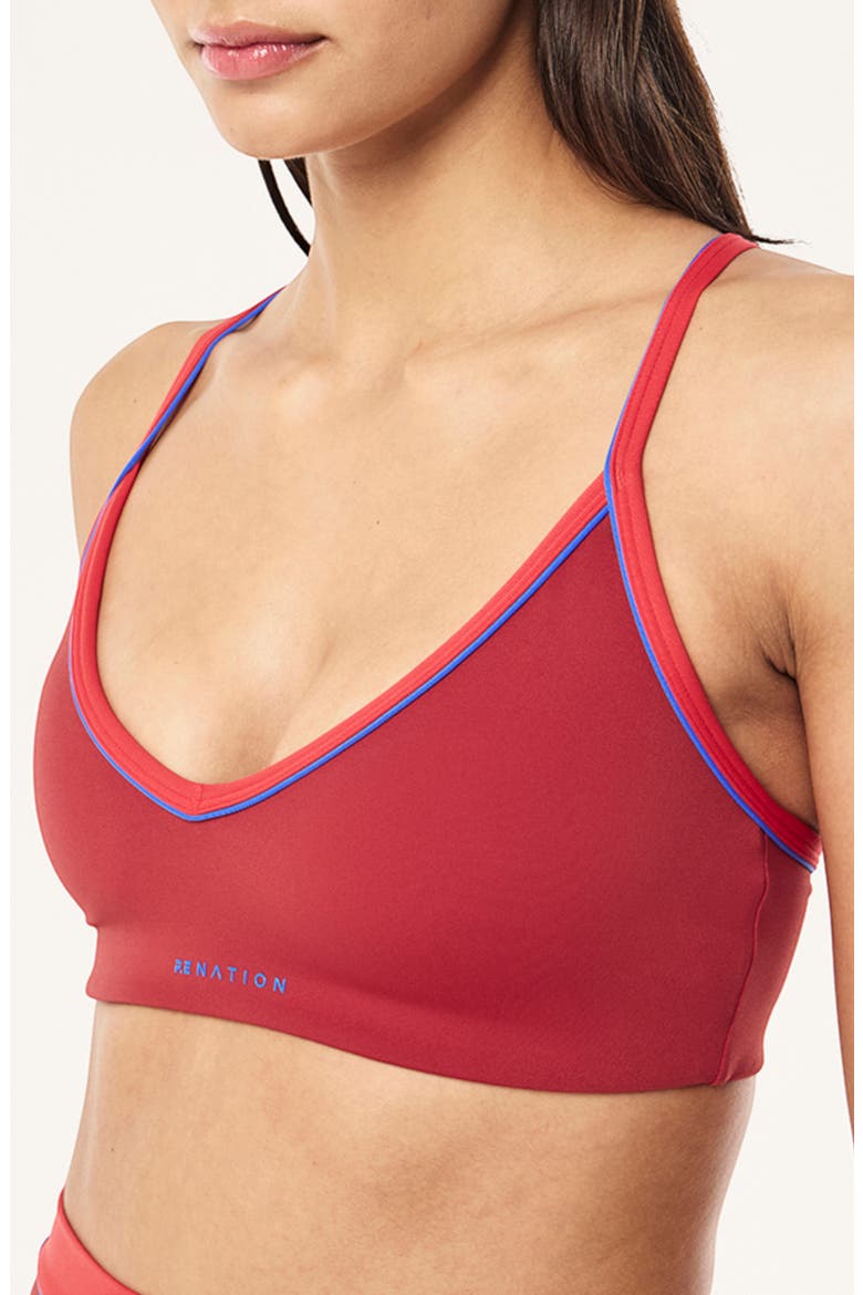 Spectrum V Neck Sports Bra, Alternate, color, CHERRY/ STRAWBERRY