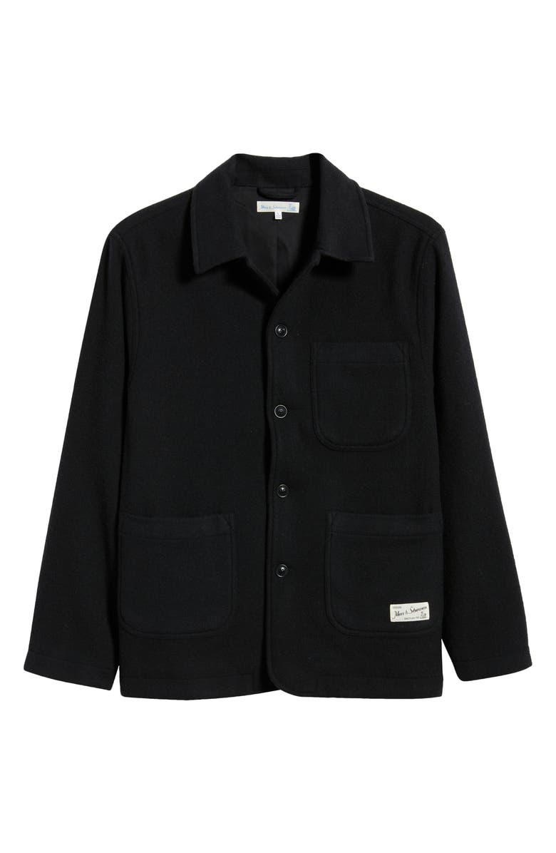 MERZ B SCHWANEN Burel Wool Shirt Jacket, Alternate, color, Deep Black