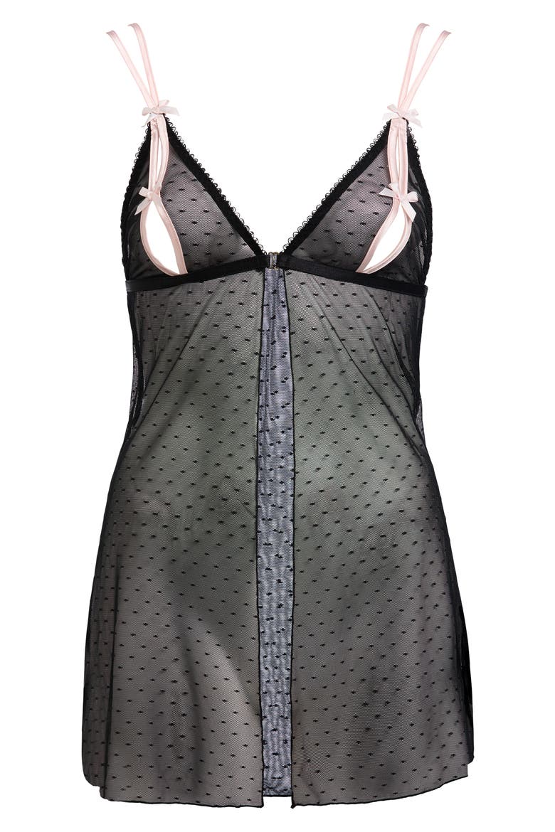 Coquine Cutout Babydoll Chemise, Alternate, color, BLACK