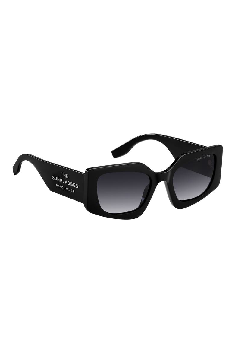 53mm Gradient Rectangular Sunglasses, Alternate, color, BLACK/ DARK GREY SF