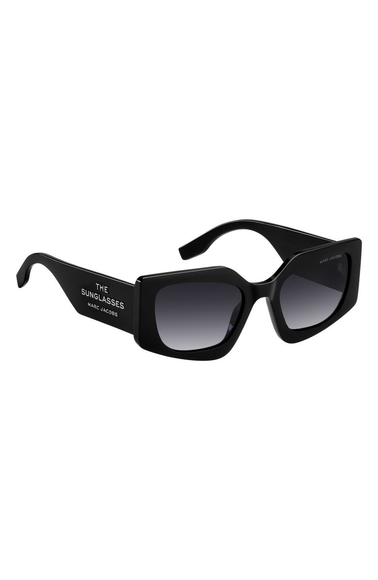 Marc Jacobs 53mm Gradient Rectangular Sunglasses, Alternate, color, Black/ Dark Grey Sf