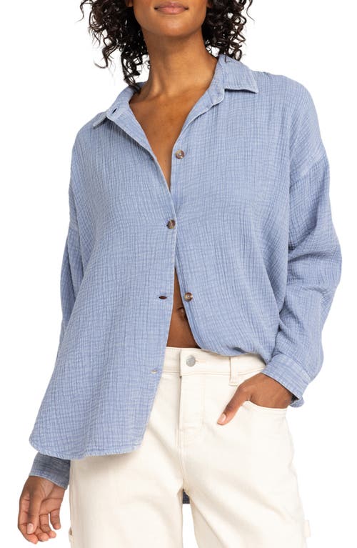 Roxy Morning Time Washed Cotton Button-up Shirt