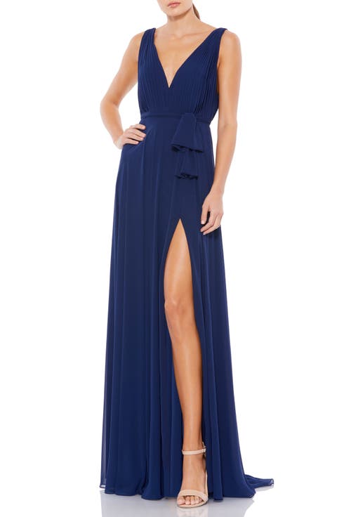 Sleeveless V-Neck Chiffon Gown
