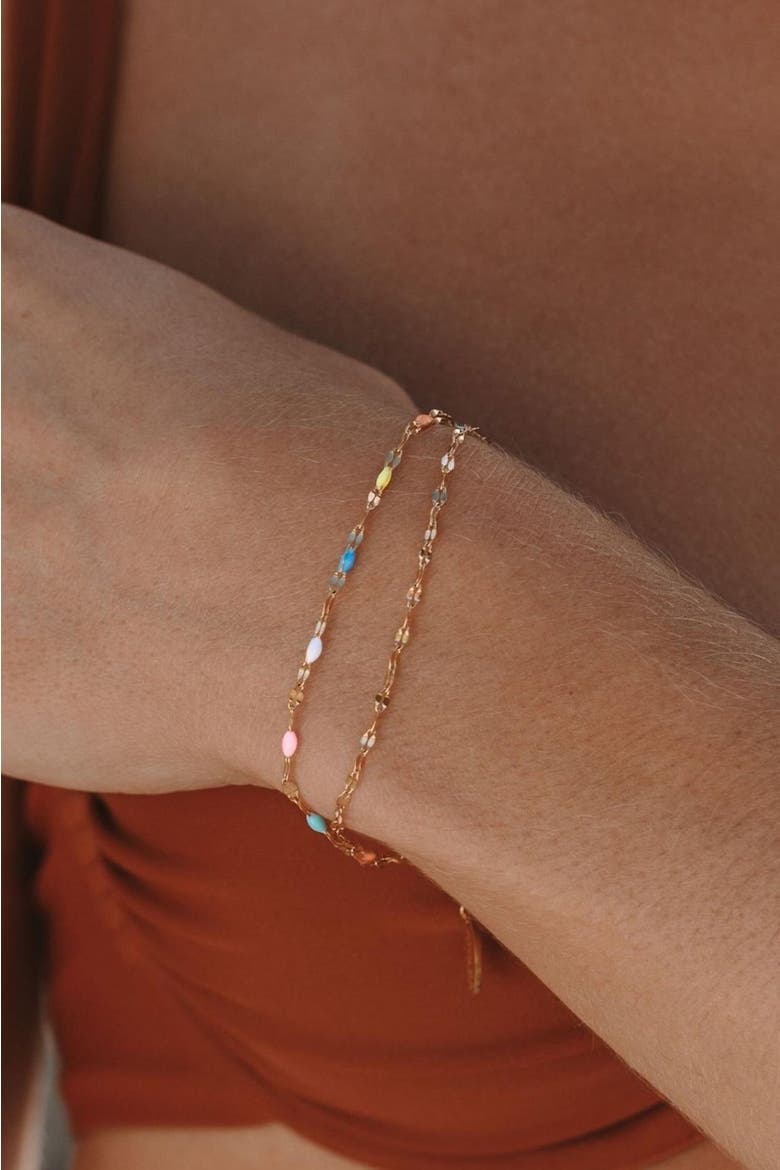 Rainbow Dainty Bracelet, Alternate, color, Gold