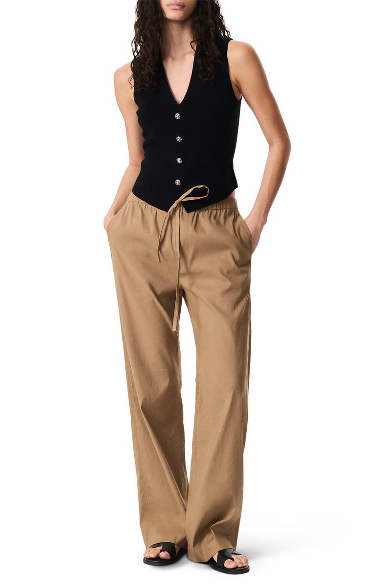 rag & bone Logan Drawstring Linen Blend Pants, Alternate, color, Mutedbrown