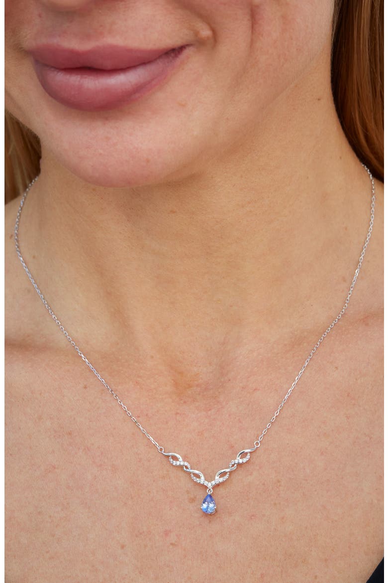 Rhodium Plated Sterling Silver Tanzanite & Zircon Pendant Necklace, Alternate, color, SILVER/ TANZANITE