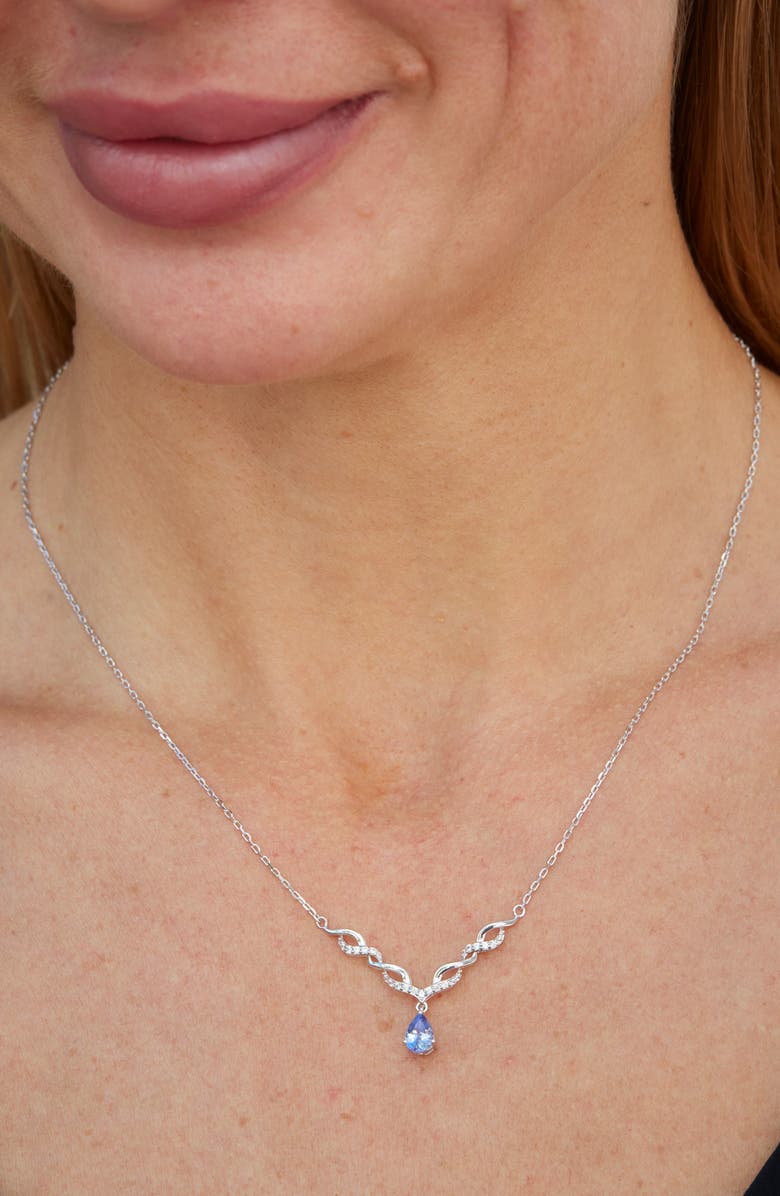 SAVVY CIE JEWELS Rhodium Plated Sterling Silver Tanzanite & Zircon Pendant Necklace, Alternate, color, Silver/ Tanzanite
