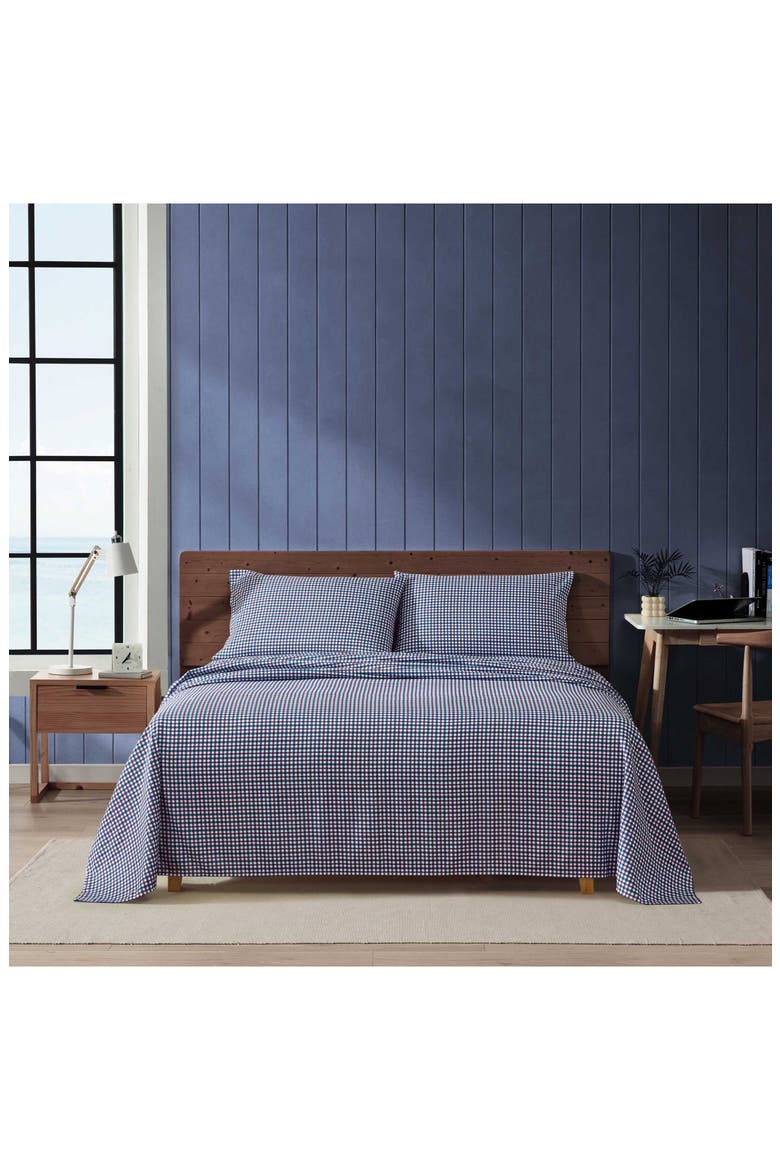 Heritage Plaid Microfiber Sheet Set, Alternate, color, DARK BLUE PLAID