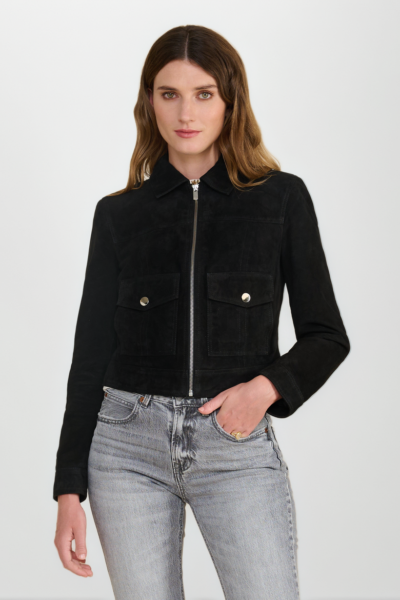 Isabella Suede Jacket, Main, color, Black