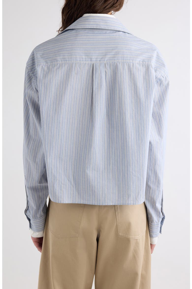 Soubla Striped Cropped Cotton Shirt, Alternate, color, BLUE/ WHITE
