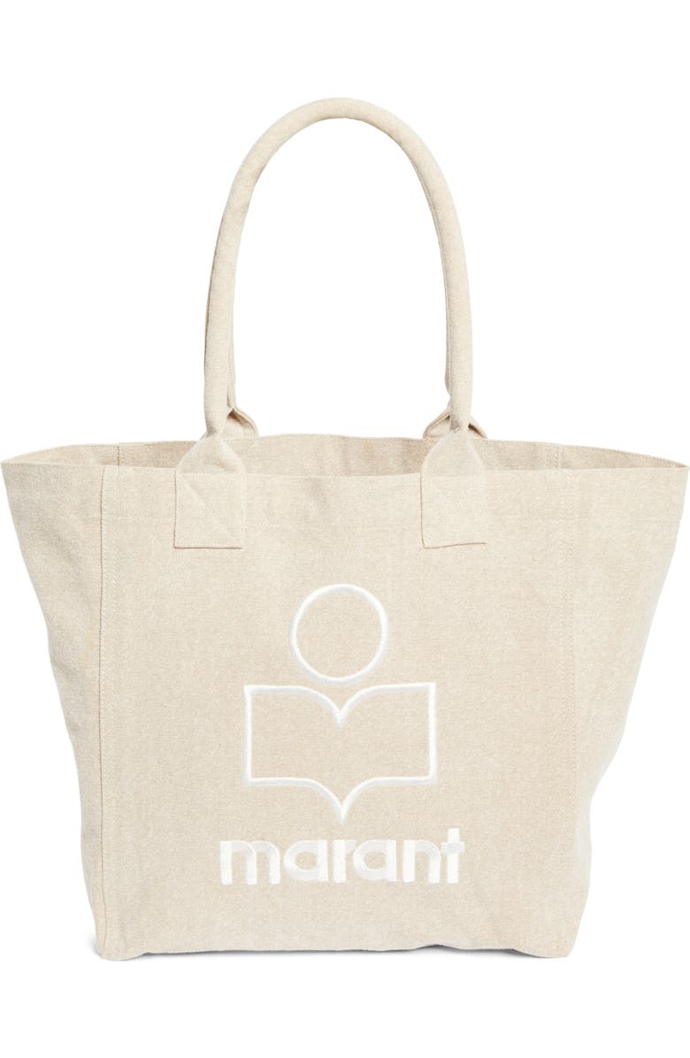 Isabel Marant Small Yenky Embroidered Logo Tote, Main, color, Beige