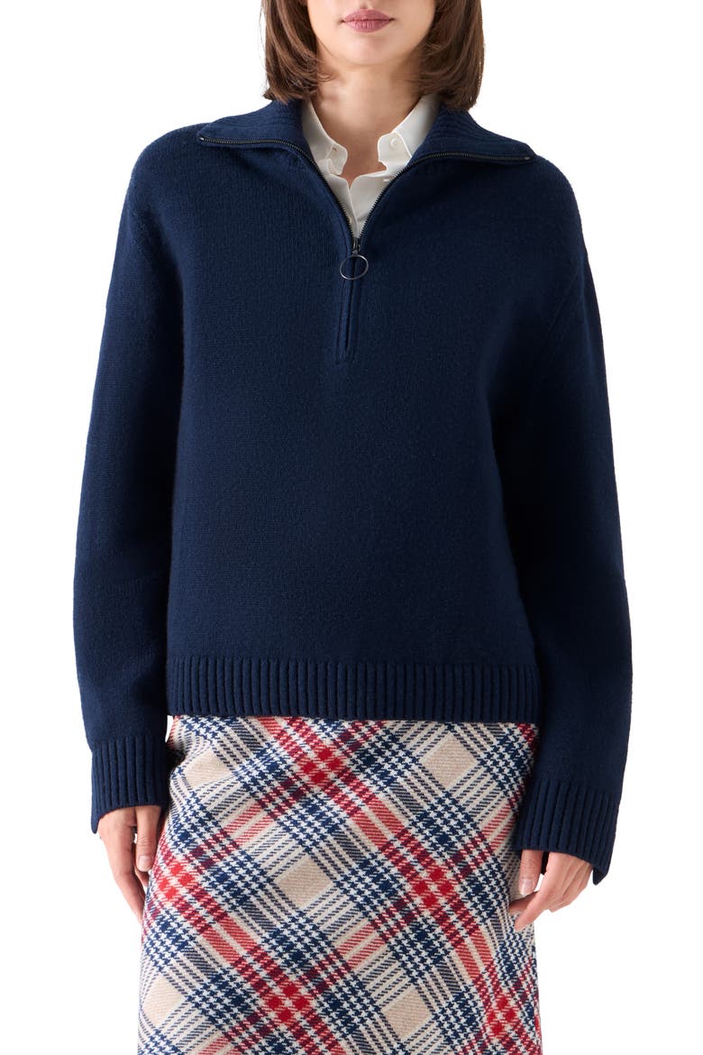 Chunky Knit Polo Sweater, Main, color, NAVY
