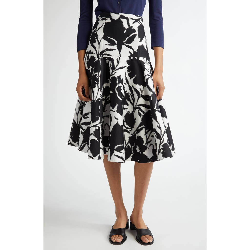 Michael Kors Collection Abstract Floral Print Dance Skirt in Black/Optic White  product