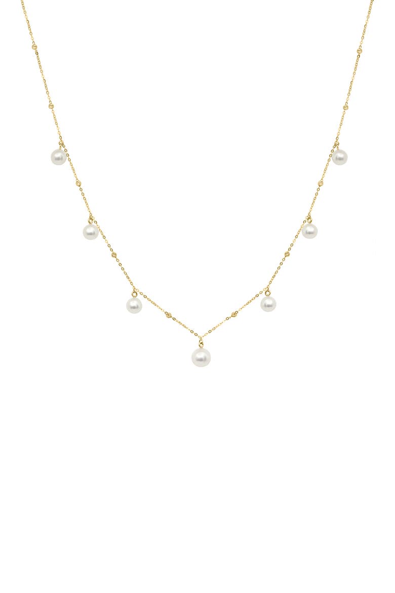14K Gold 4mm Freshwater Pearl Station Necklace, Main, color, WHITE