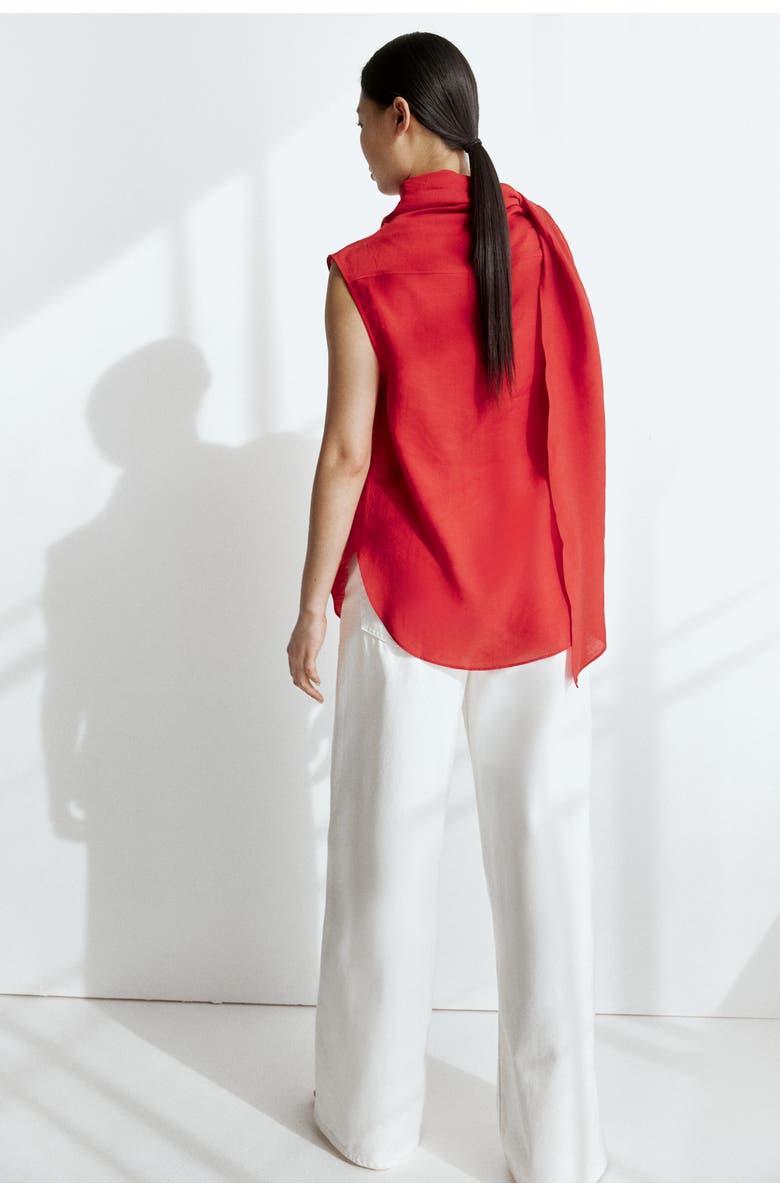H&M Sleeveless scarf-collar blouse, Alternate, color, Bright Red